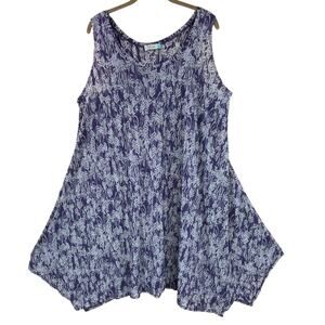 Chalet Lightweight Sleeveless Tunic Tank Dress Size L Purple Art To Wear Boho